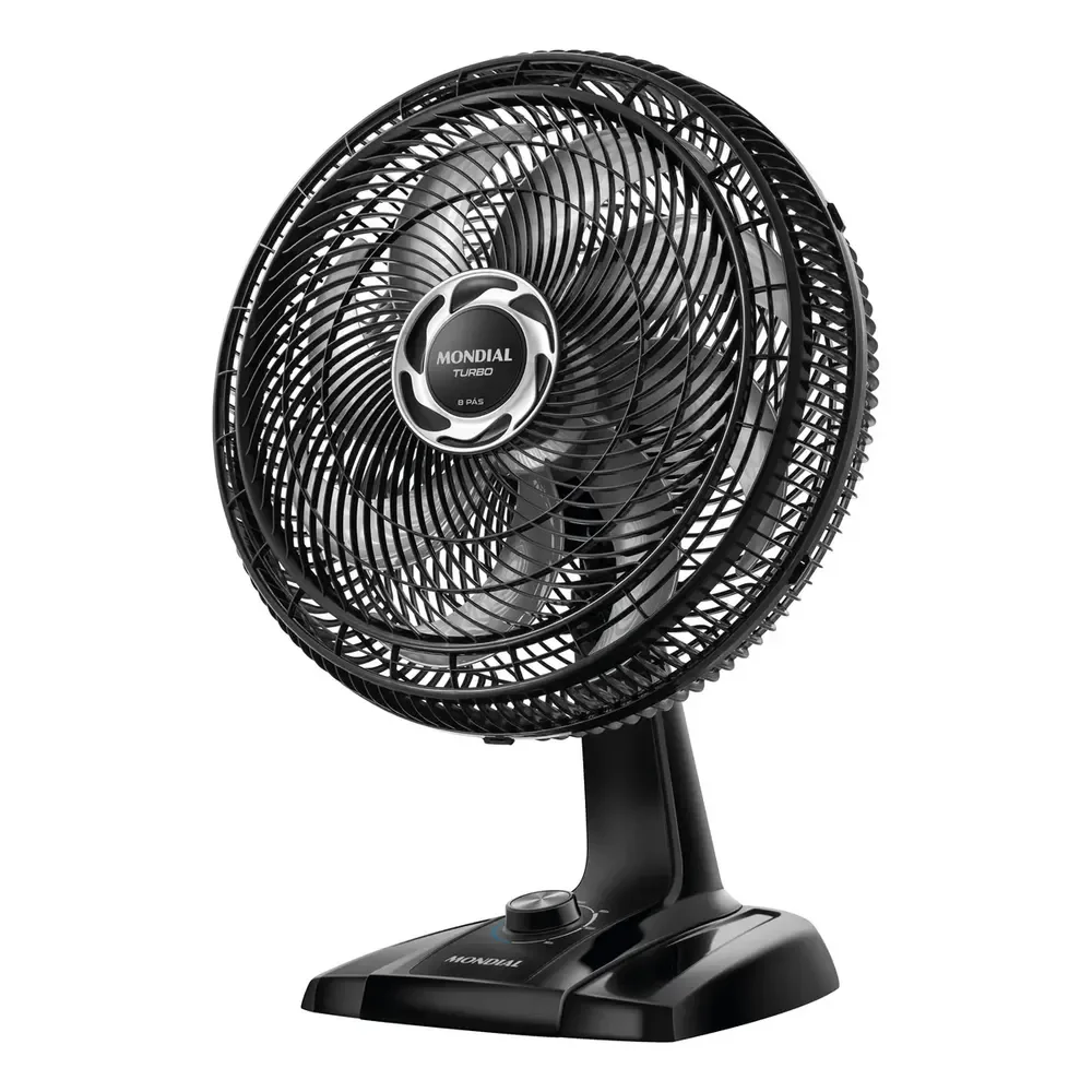 Ventilador De Mesa 40cm Turbo Mondial 140w Nvt-40-8p-b 40 Cm 60hz Preto 220v Prata Plástico 8