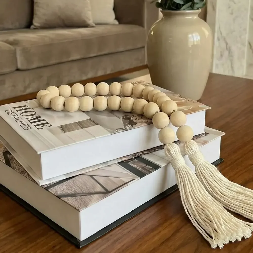 Colar Decorativo De Mesa Madeira Natural Enfeite De Sala Natural/cru