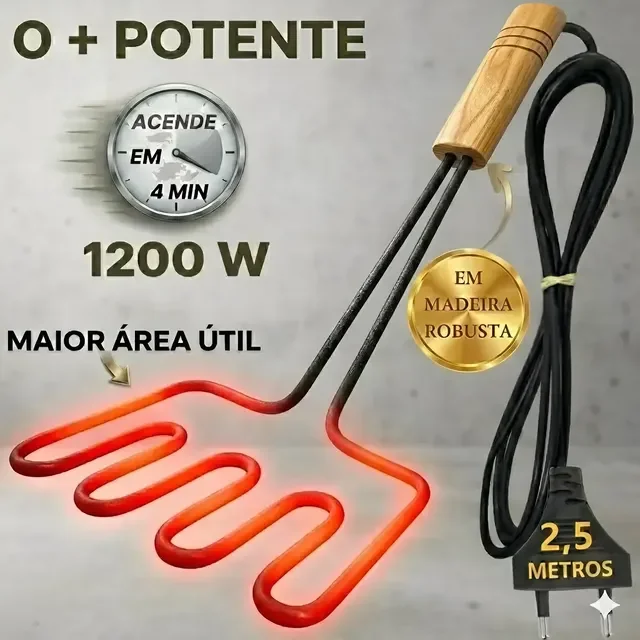 Acendedor Elétrico Churrasqueira Carvão Acende + Rápido
