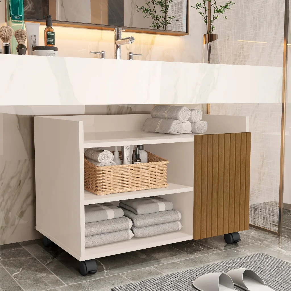 Gabinete Organizador para Banheiro ou Lavabo com Rodízio Armário Multiuso Envio Imediato
