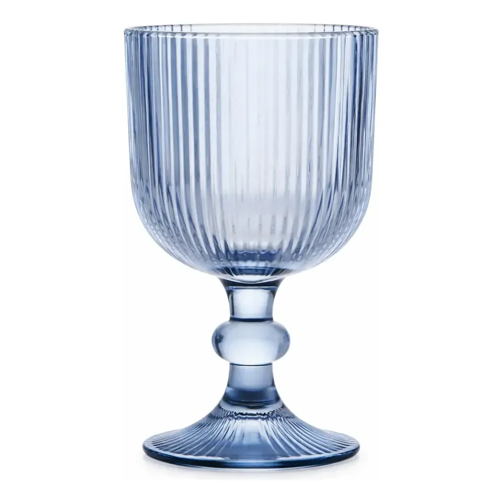 Jogo 6 Taças Versalhes Azul 390ml Vinho Água Suco Drink Luxo Azul-claro