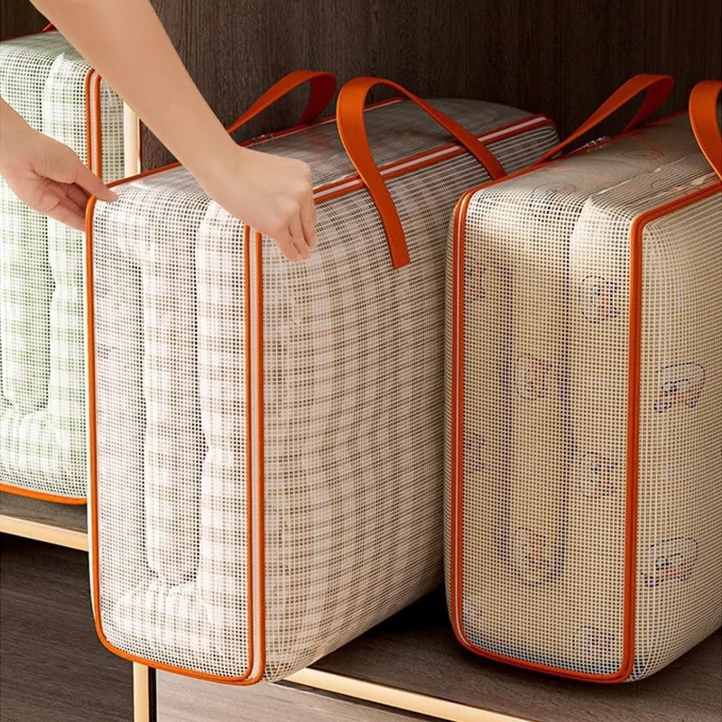 Saco Organizador para Cobertor 60x50x28cm Impermeável Zíper Duplo，Bolsa com zíper para cobertores
