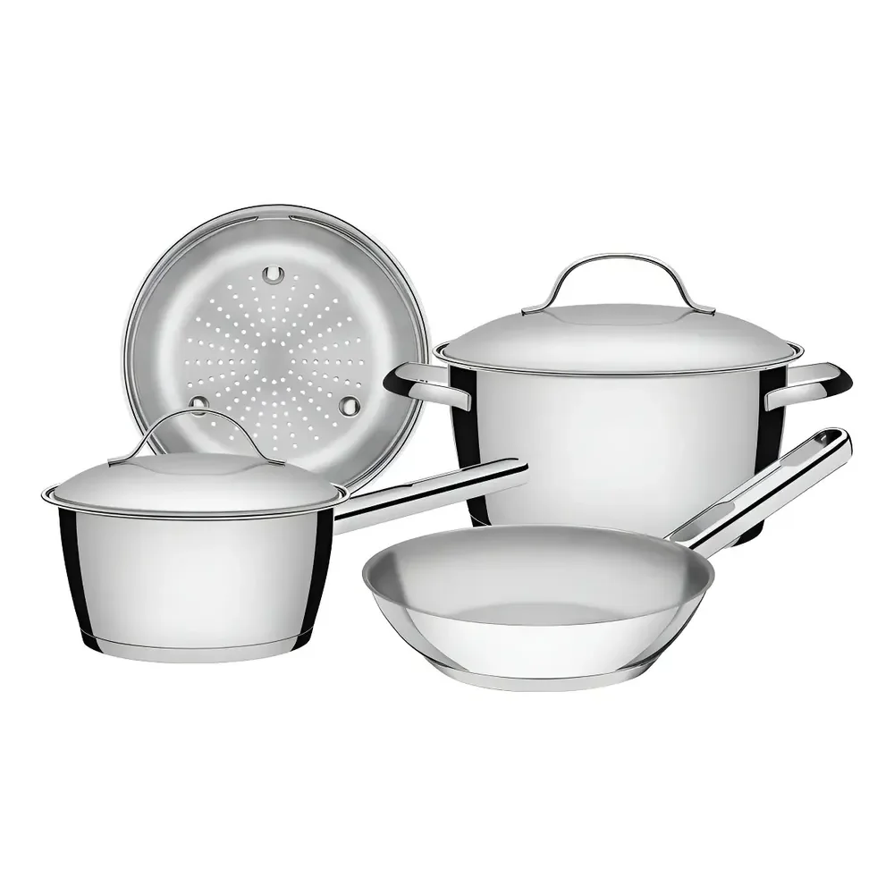 Jogo De Panelas Tramontina Aço Inox Fundo Triplo Allegra 4pc