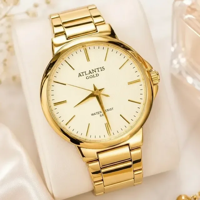 Relógio Atlantis Gold A Prova D'água Fem Brinde Surpresa
