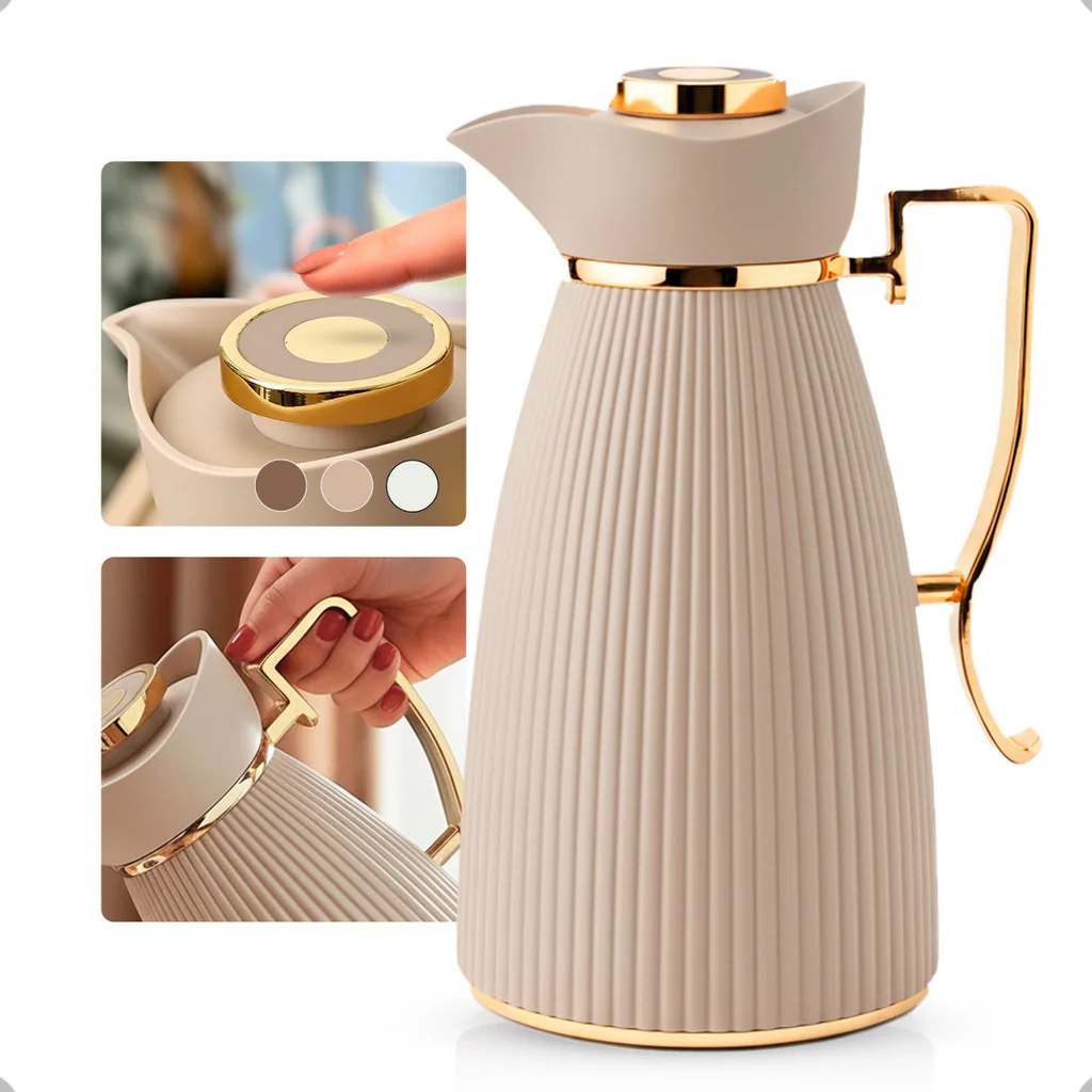 🧡 Garrafa Térmica Zaya Tuut 1L Canelada Design Sofisticado, Mantém Bebidas Quentes E Frias, Ideal Para  Café E Chá Nude