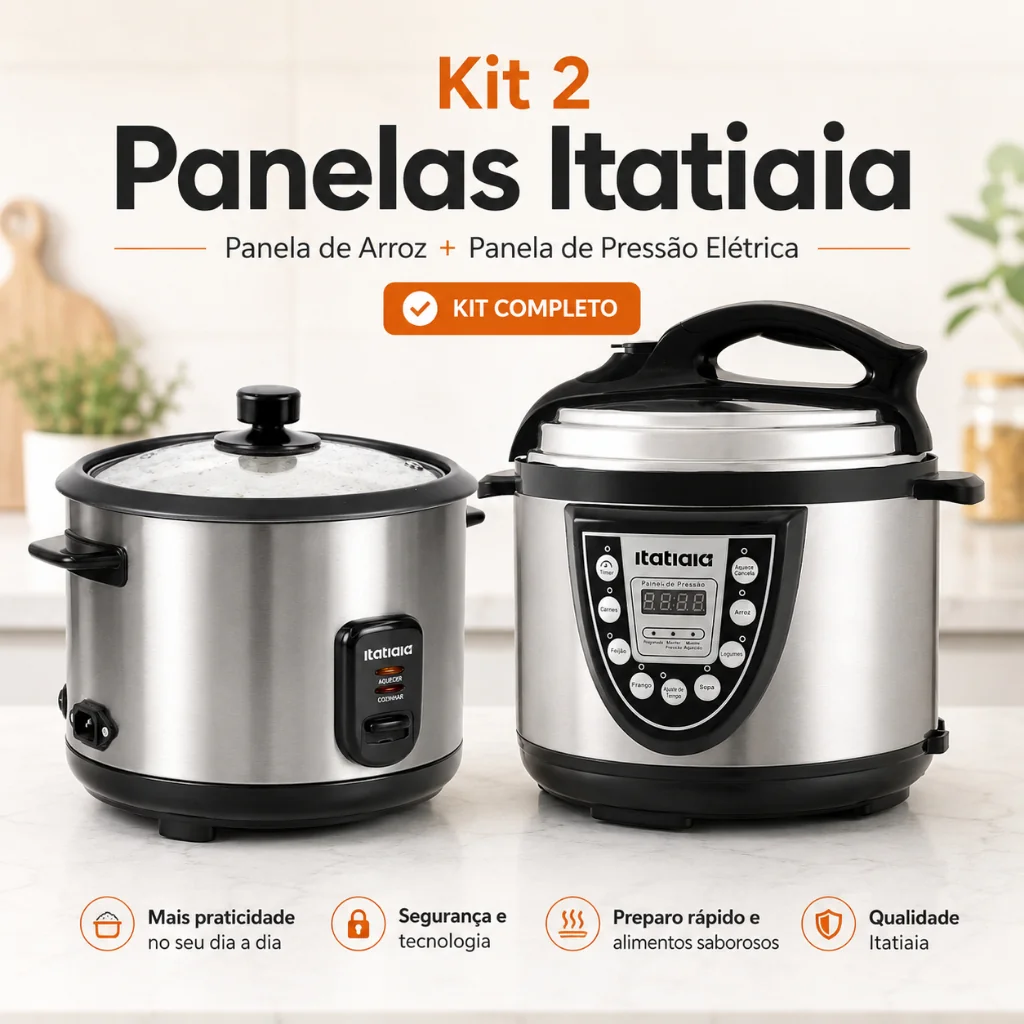 Kit 2 Panelas Itatiaia - Arroz 8 Xícaras + Panela Pressão 5L Digital -  110v ou 220v Casa Decor