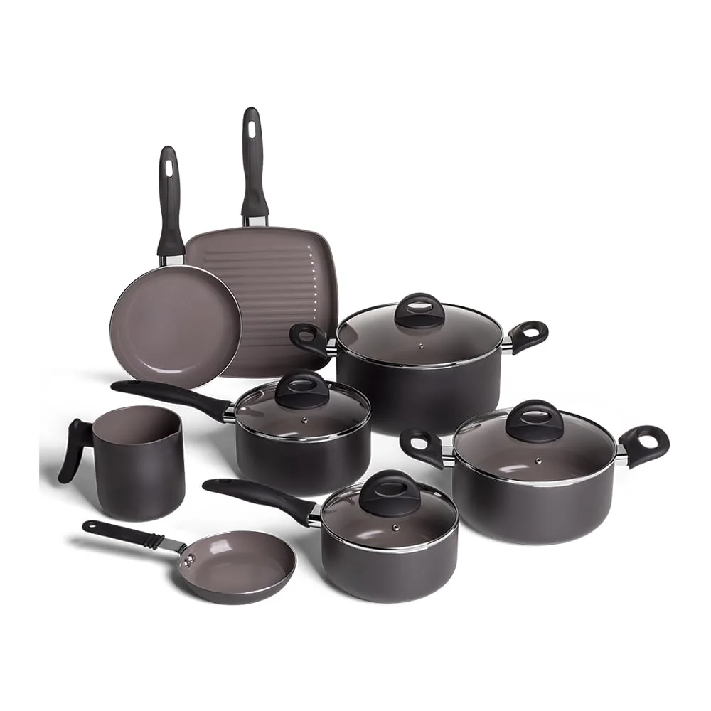 Brinox - Jogo de Panelas 8 Peças Ceramic Life Smart Plus - Preto