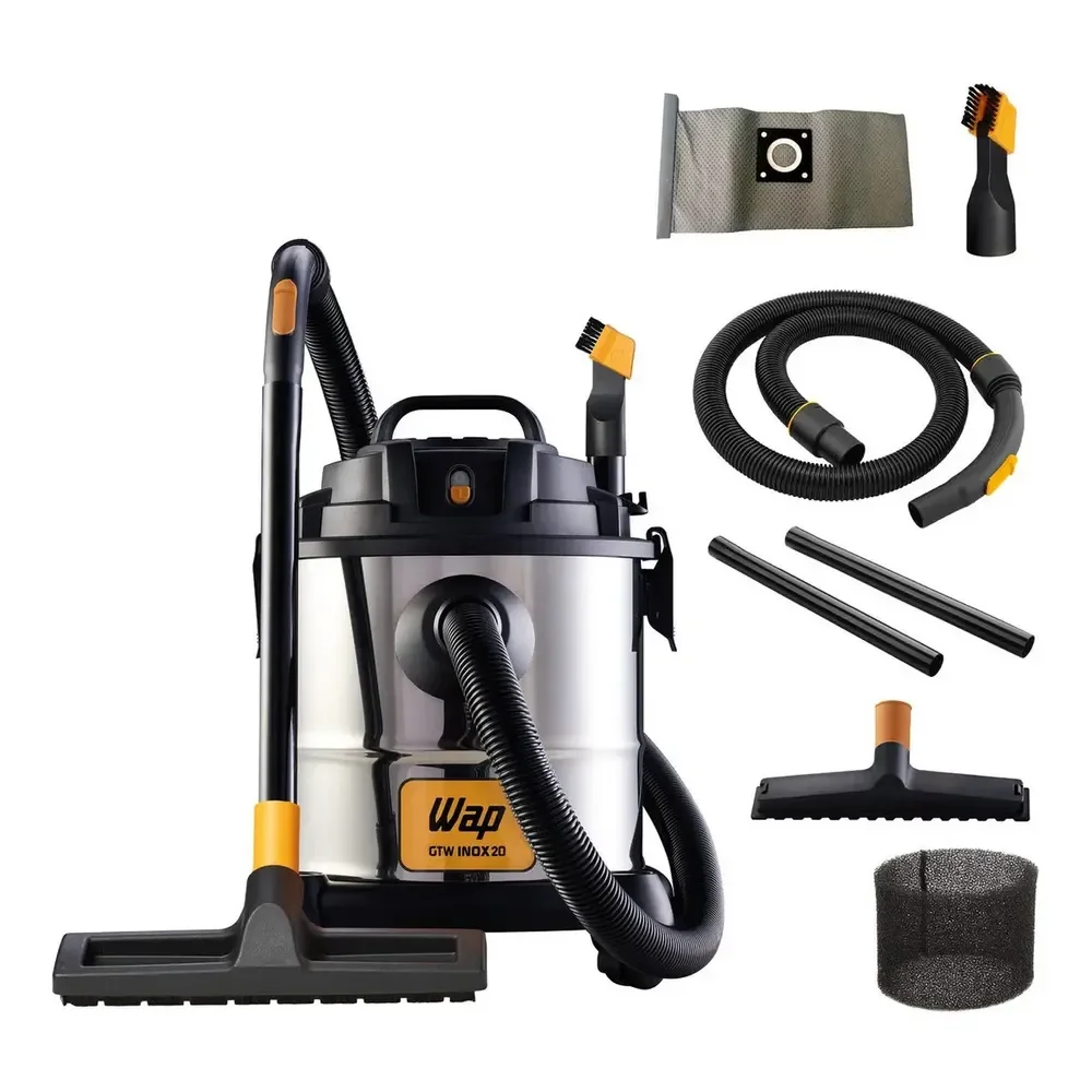 Aspirador Pó E Água Wap Gtw Inox 20 Com Soprador 1600w 160mbar 20 Litros Prata/preto 220v