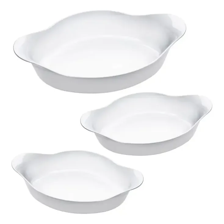 Marinex Conjunto De Assadeiras Oval Opaline 3 Peças Branco Branco