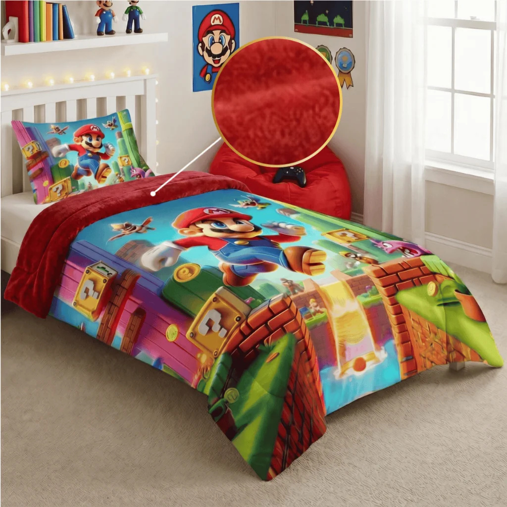 Edredom Mantinha Solteiro 1PC Infantil 400 Fios Premium Dupla Face Estampado e Encorpado