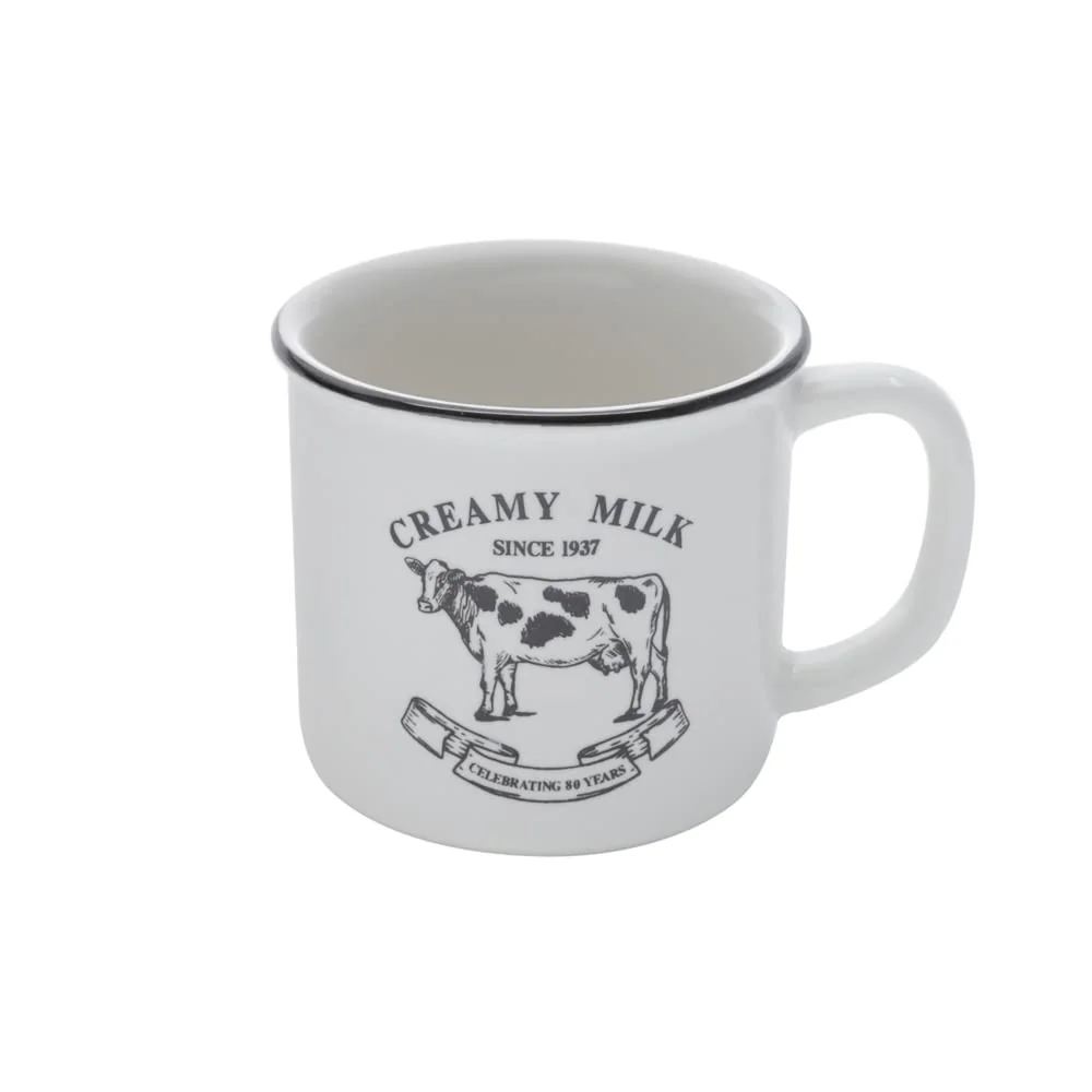 LYOR - Caneca de Porcelana Creamy Milk Branca e Preta 260ml