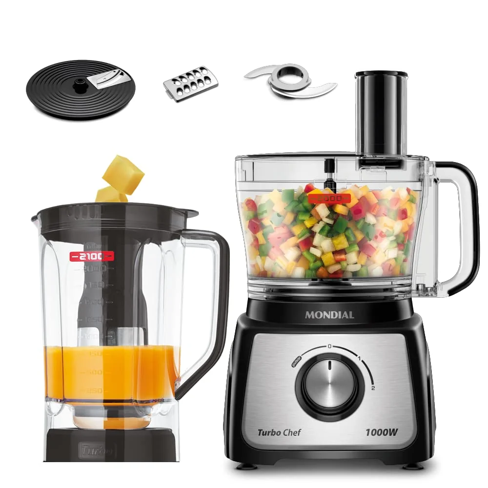 MONDIAL Multiprocessador Turbo Chef 5 em 1, Preto, 1000W, 220V - MPN-01-B