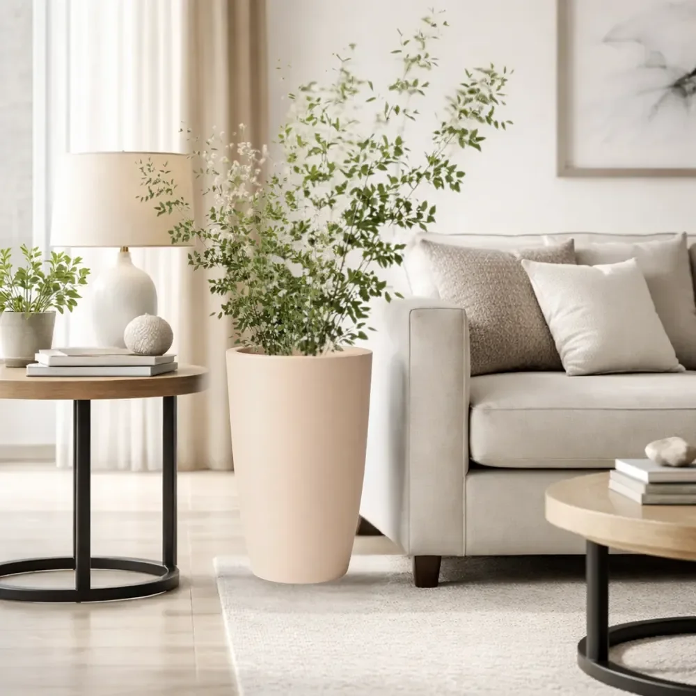 Vaso Planta Flor Decoração Vietnamita Marmorizado Moderno P Bege Lisa
