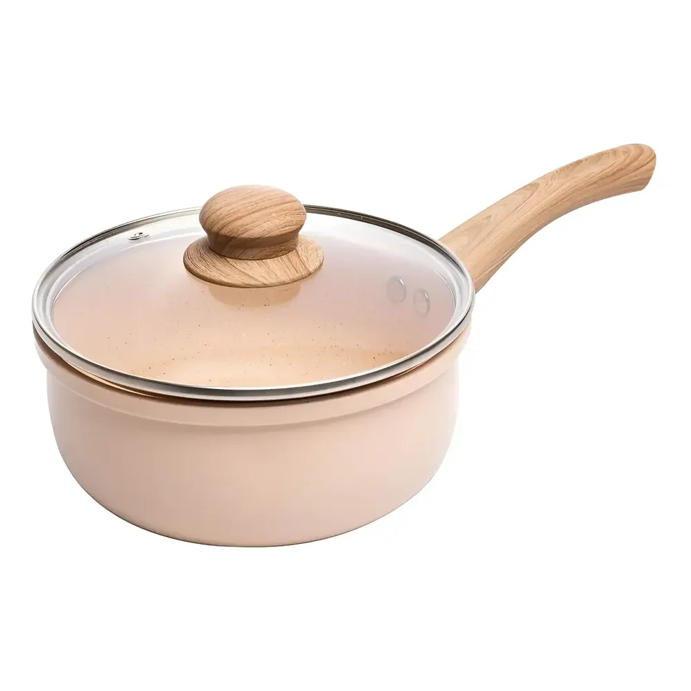 Panela Antiaderente Cerâmica De Indução Bege 18cm - Lyor