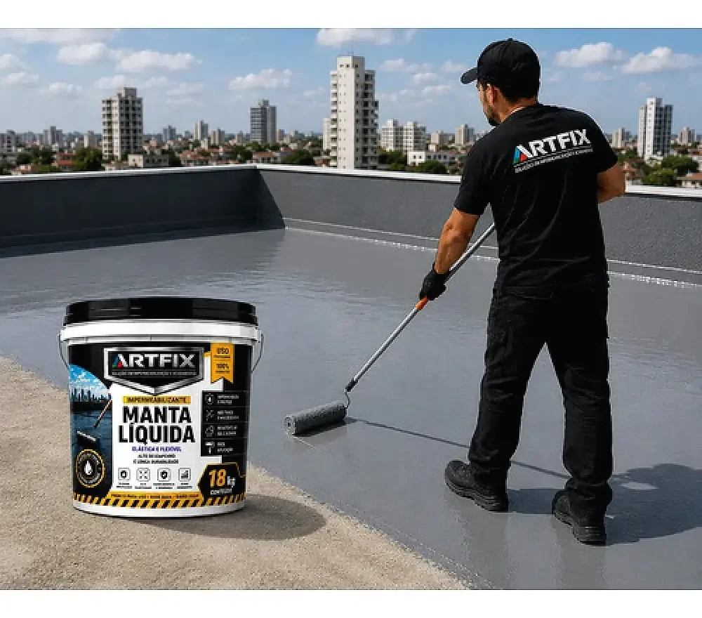 Manta Liquida Emborrachada 18 Kg P/ Área Externa Interna Cinza Acetinado