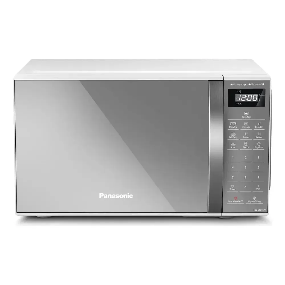 Microondas Panasonic Nn-st27lwru 21l Branco Espelhado Tecnologia Pega Fácil 127v