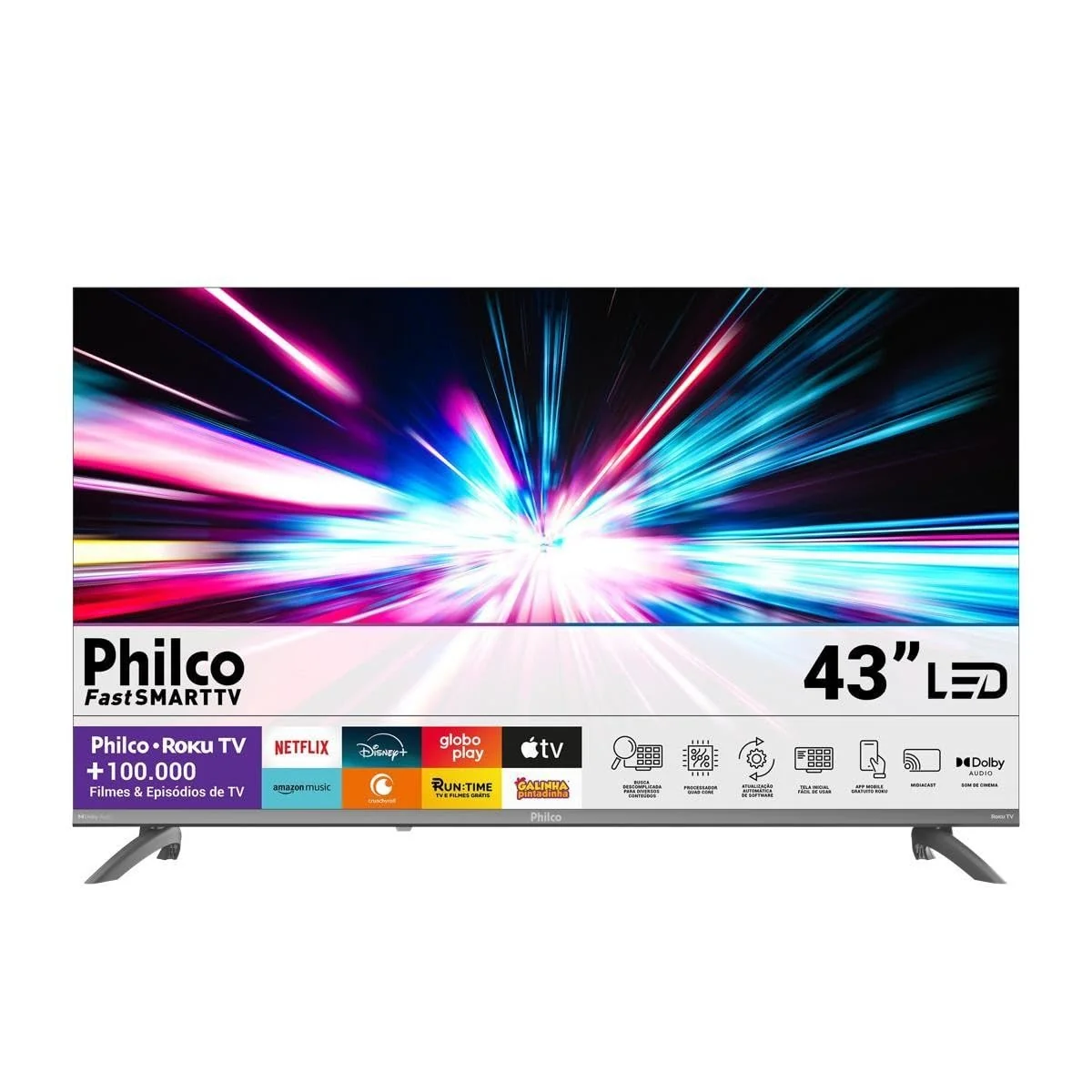 Smart TV 43" Philco Roku TV HDR10 Dolby Áudio