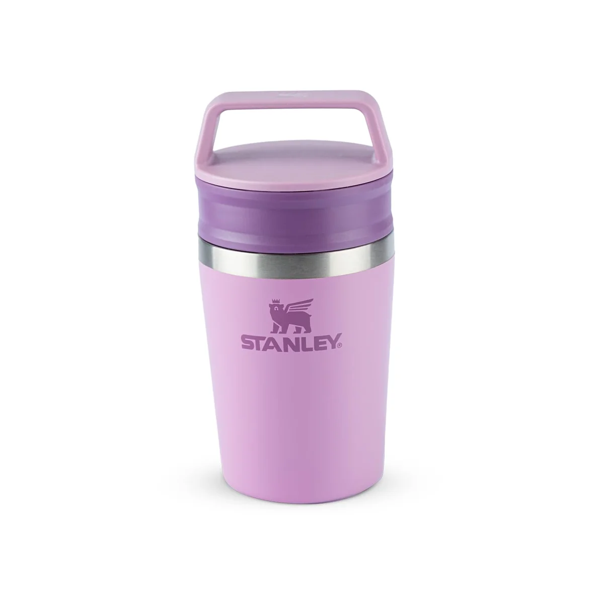 Stanley - Copo de Café Térmico, Caneca de Viagem Café Go com Tampa de Duas Partes Para Beber e Alça de Transporte, Garrafa Térmica de Aço Inoxidável, 236 ml, Lilac