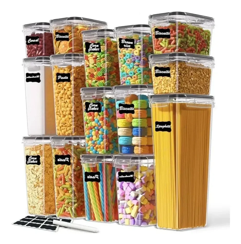 Kit14 Pote Hermético Qd Resistente Cozinha Dispensa Alimento Transparente