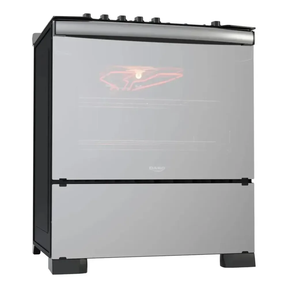Fogão 5 Bocas Dako Diplomata Glass Style Com Frente Espelhada Mesa De Vidro E Grill Com Timer E Tripla Chama Bivolt Preto/espelhado 127/220v