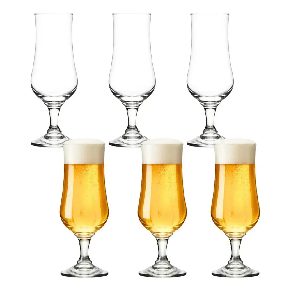 Jogo 6 Taças Vidro Cristal Cerveja Coquetel Pasabahçe Tulipa 385ml Drinks Vidro Transparente