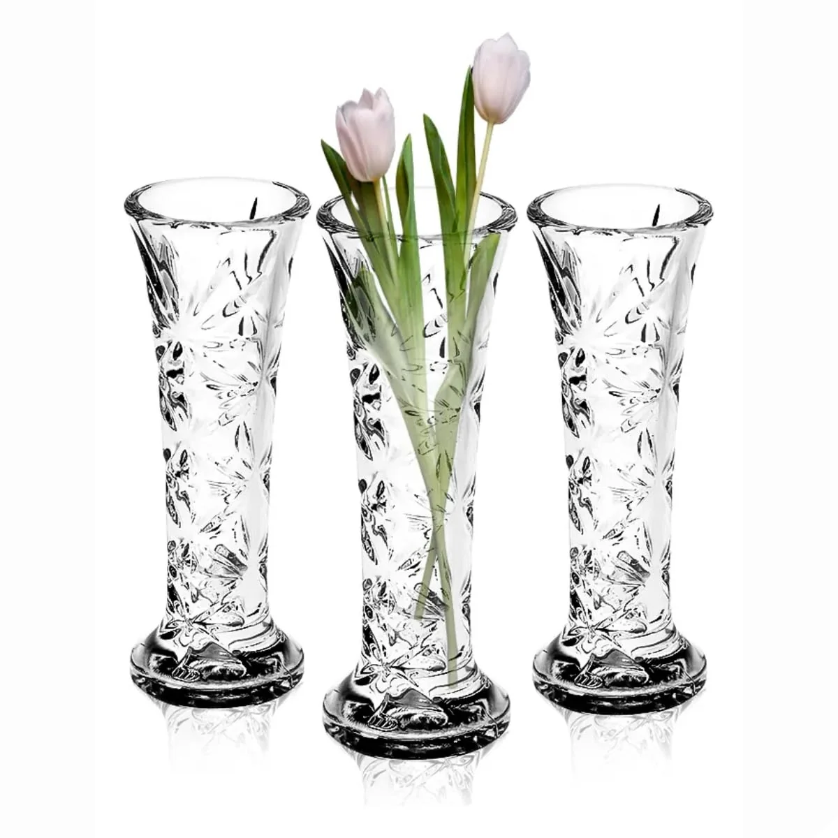Kit 3 Vaso Vidro Pequeno Mesa Decoração 15cm Solitário Flor Cristal Jarrinho Grande Mesa