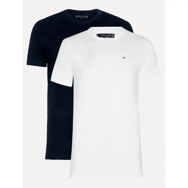 Kit Camisetas Tommy Hilfiger Essential Branca/marinho 2un