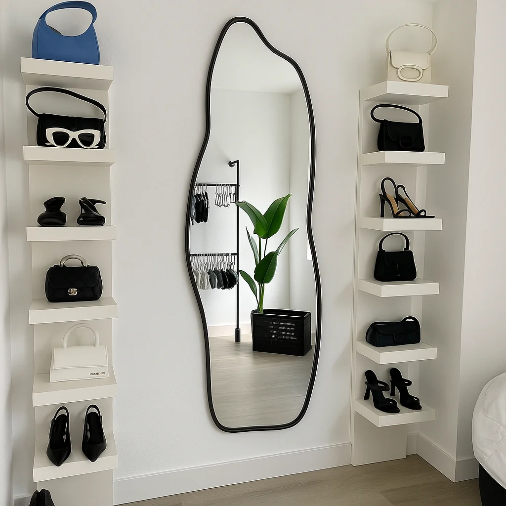 Espelho Orgânico Corpo Inteiro Grande 110x50cm Modelo Fogo Decorativo Para Sala Quarto