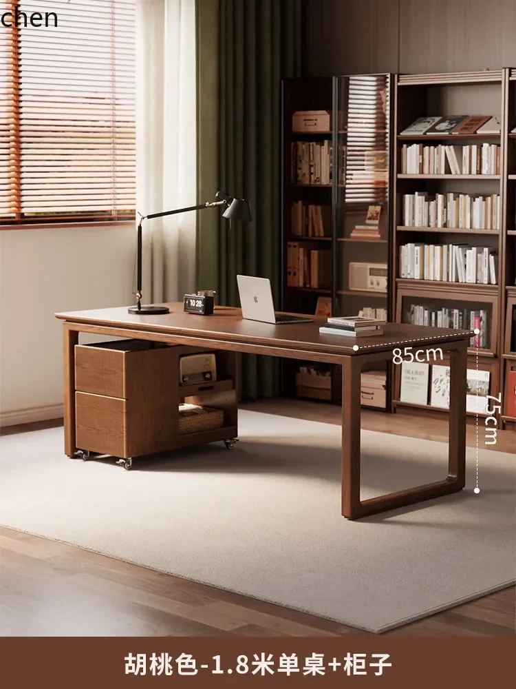 Mesa de Madeira Sólida W5.19 para Estudo e Sala de Estar, Mesa de Escritório Dupla, Bancada de Trabalho, Mesa para Casa