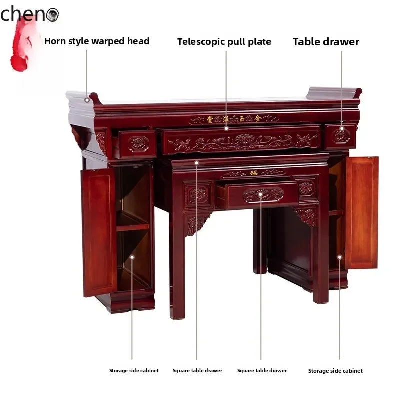 Mesa de Incenso de Madeira Sólida r5.20 para Altar de Buda, Mesa de Oferta para Sala de Estar, Mesa de Adoração