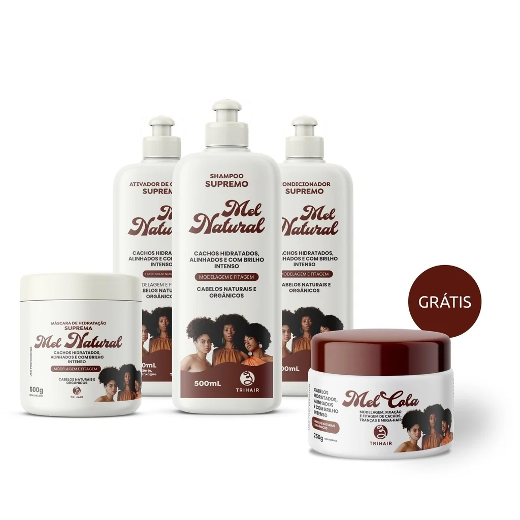 Kit Completo Mel Natural Trihair + Mel Cola 250g GRÁTIS