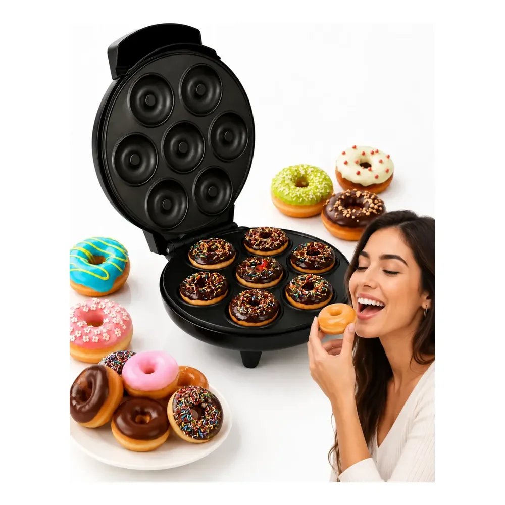 Mini Máquina Fazer Donuts 7 Furos Antiaderente Elétrica1200w