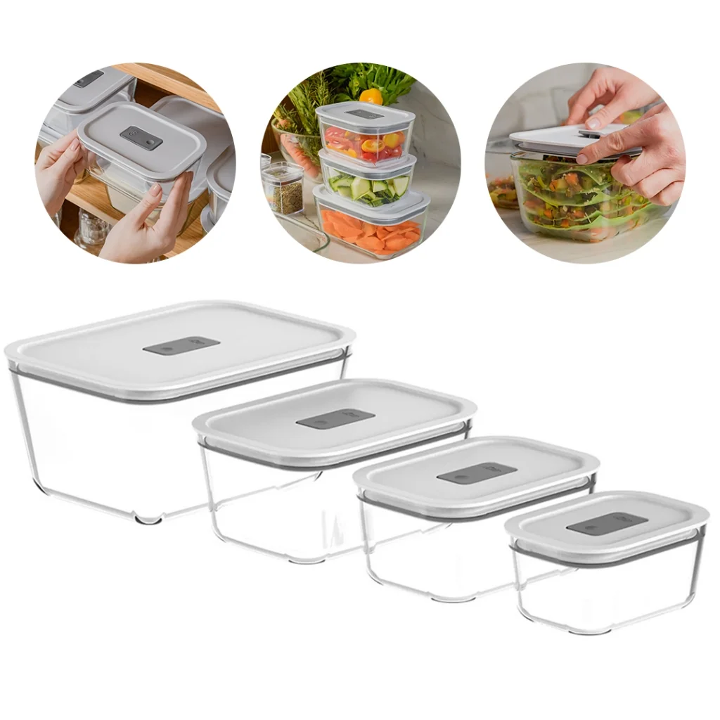 Conjunto Potes Herméticos de Vidro Fresh Lock - Ou - Marmita Vidro Freezer Microondas