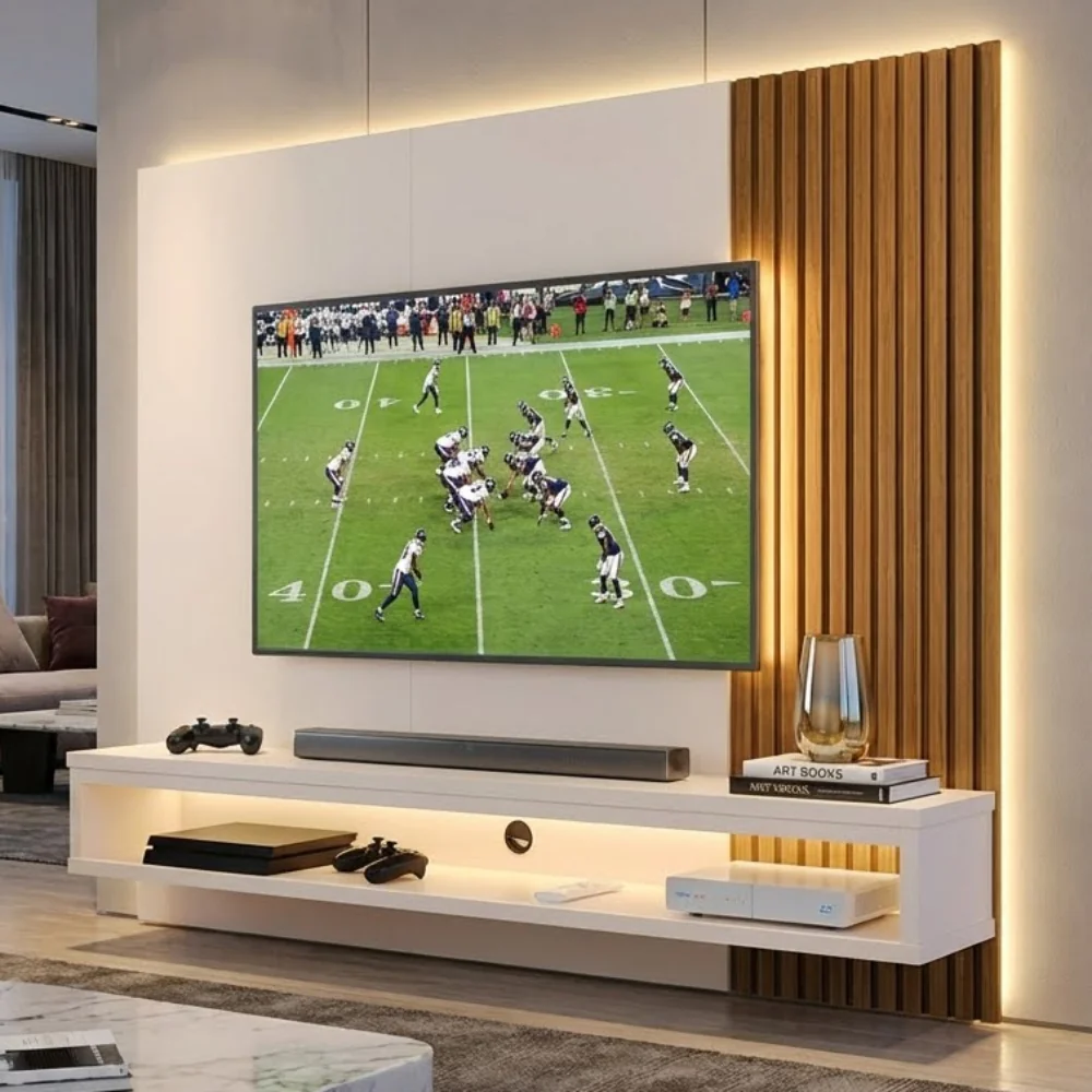 🛍 Painel Cissa Tv Até 50" Nicho Decorativo Prateleira Inferior Suspenso Parede Quarto Sala Estar - RPM