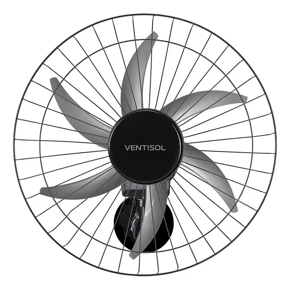 Ventilador Oscilante De Parede Ventisol Steel 6 Pás 50cm Preto 50 Cm 127/220v Prata Plástico