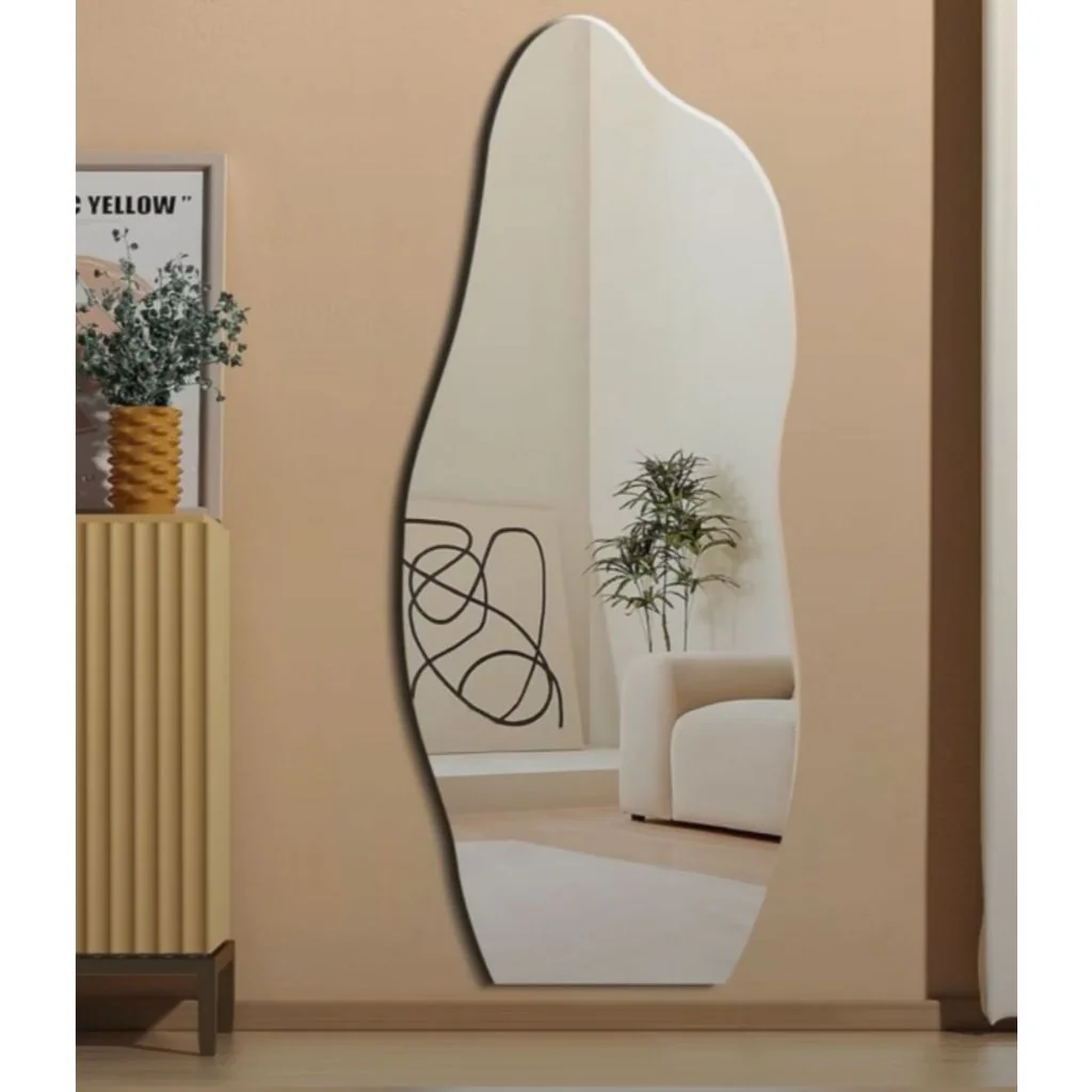 Espelho Orgânico Form 95x40cm Lapidado Corpo Inteiro Belo C/ SUPORTE (FORM)