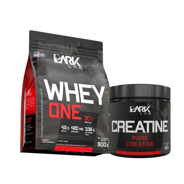 Kit Whey Protein One Refil 900g + Creatina Pura 300g Dark Lab