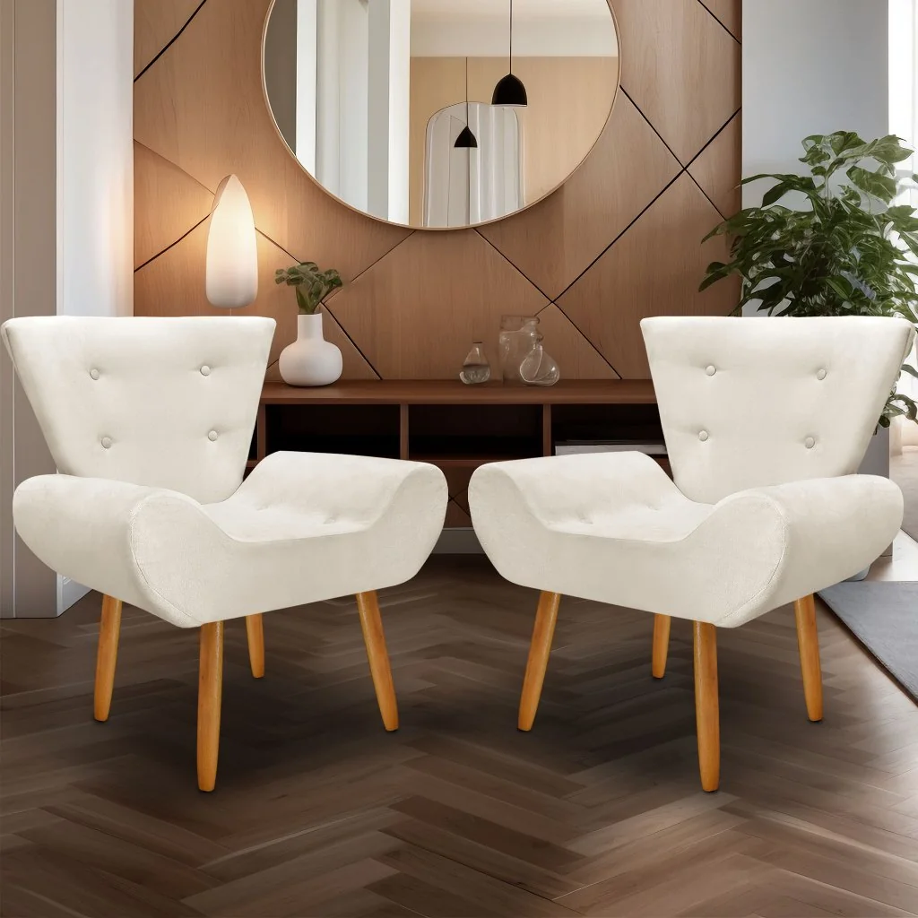 kit 2  Poltrona Decorativa Emília Consultório Escritório