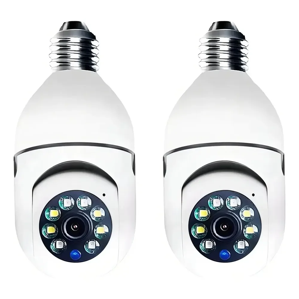 Kit 2 Câmeras Segurança 360º Jortan Wifi Ip Hd Visão Noturna Lâmpada Camera Lâmpada Wifi 360