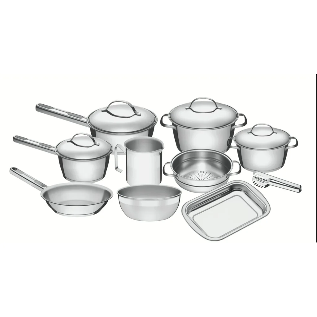 Jogo de Panelas Tramontina Aço Inox Allegra 10 Peças Fundo Triplo Com Pegador de Massa