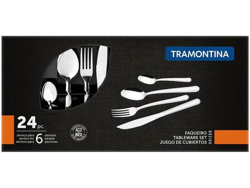 Jogo De Talheres Tramontina Colher Faca Garfo 24 Peças Búzios Inox Tramontina