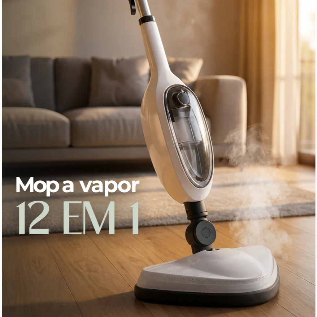Mop a Vapor 12 em 1 Multifuncional com Acessórios para Limpeza de Pisos, Carpetes e Estofados - No Brasil