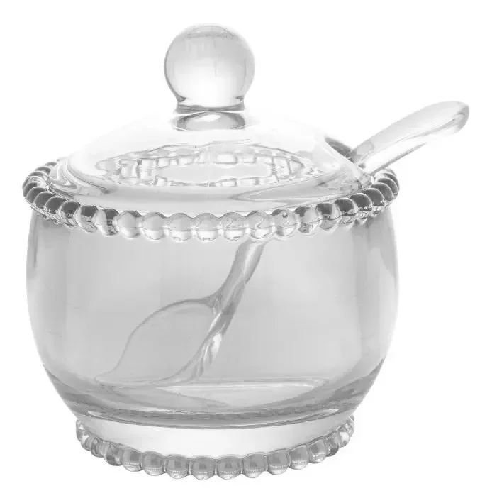 Açucareiro com Tampa e Colher Pearl 200ml Cristal Wolff