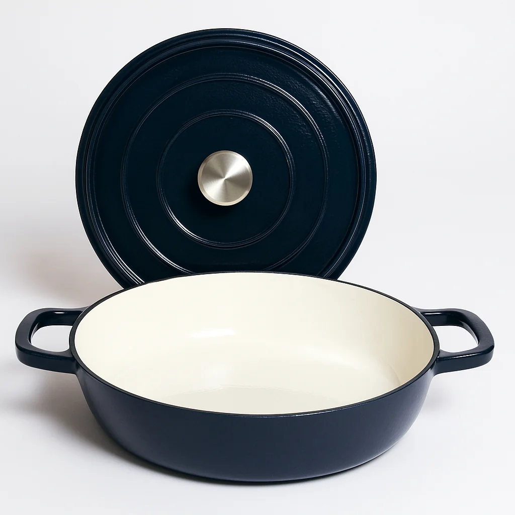 Panela Caçarola Ferro Fundido Esmaltado 28 cm com Tampa – Indução, Gás, Elétrico e Forno