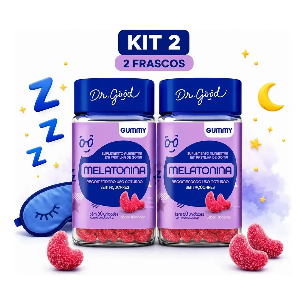 Pacote x2 suplementos em gomas Dr Good e Fini melatonina auxílio para dormir
