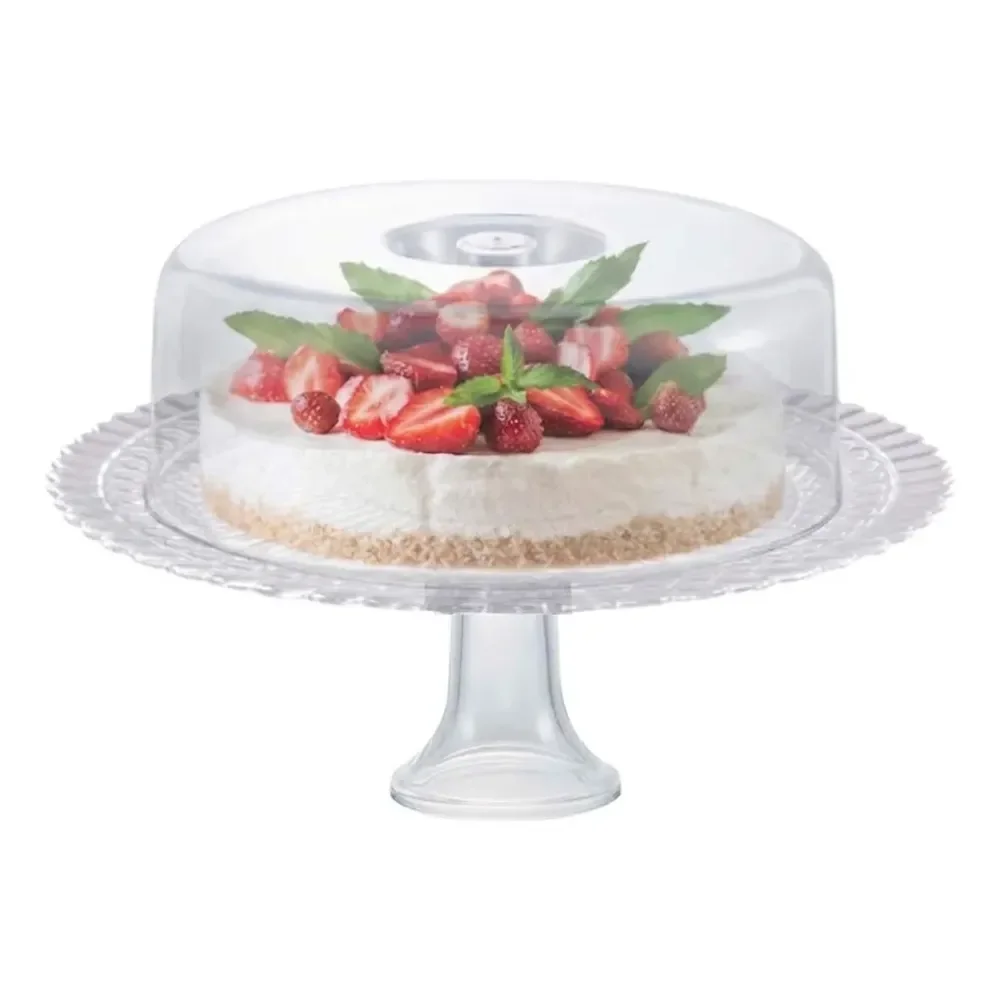 Prato / Boleira Gourmet Ruvolo Vidro + Tampa Plástica 32cm