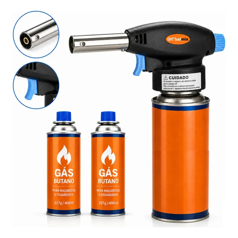 Maçarico Portátil Solda E Culinário Automático + 2 Refil