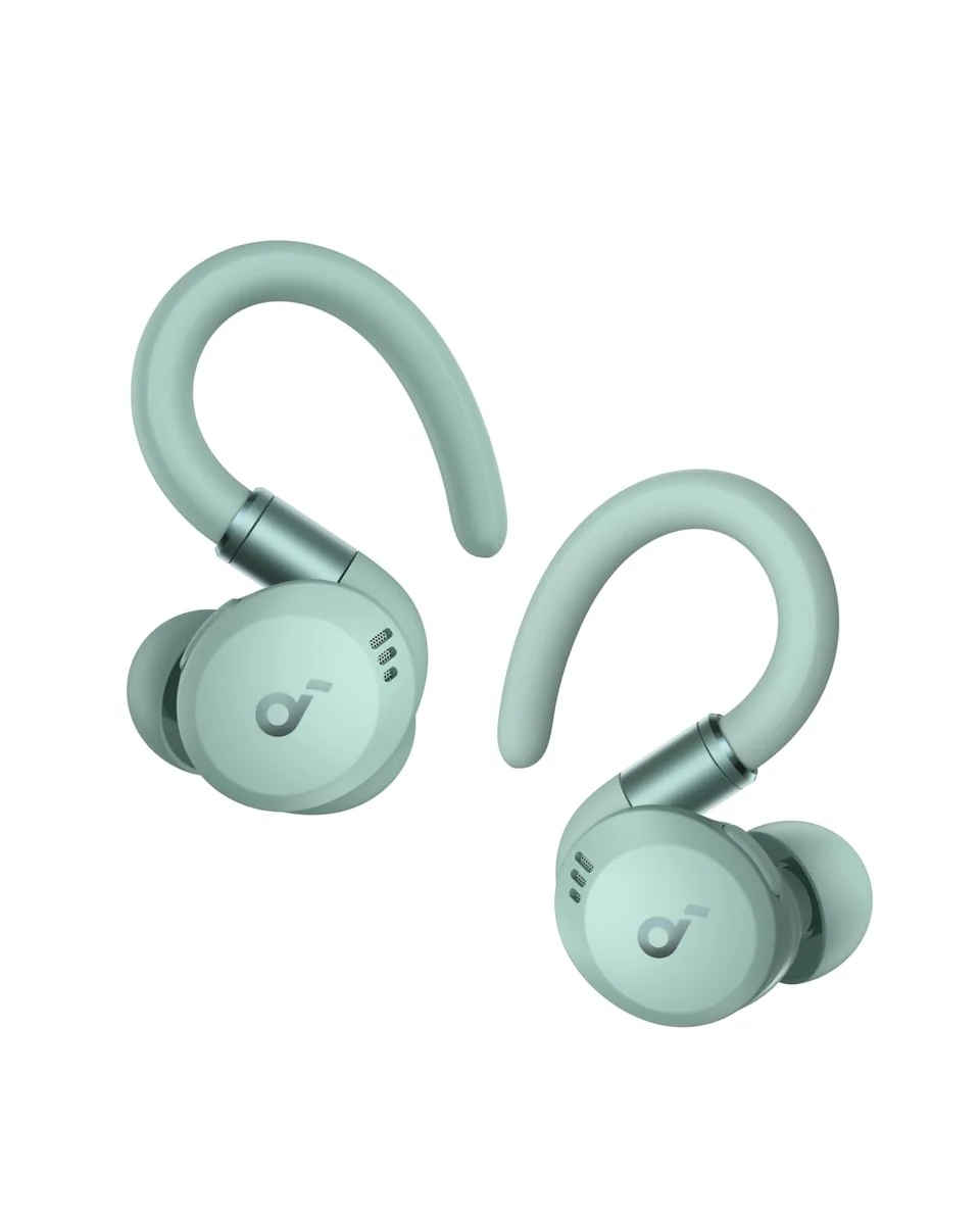 soundcore Sport X20 da Anker, Fone de Ouvido Bluetooth Sem Fio, Fone esportivo, ANC Adaptativo, Ganchos Ajustáveis, Graves Intensos, À Prova de Suor e Poeira, IP68, 48H de Reprodução, TWS, Verde