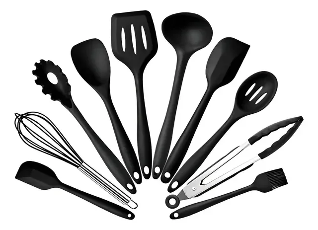 Jogo C/ 10 Espátulas De Silicone Cozinha Resistente Premium