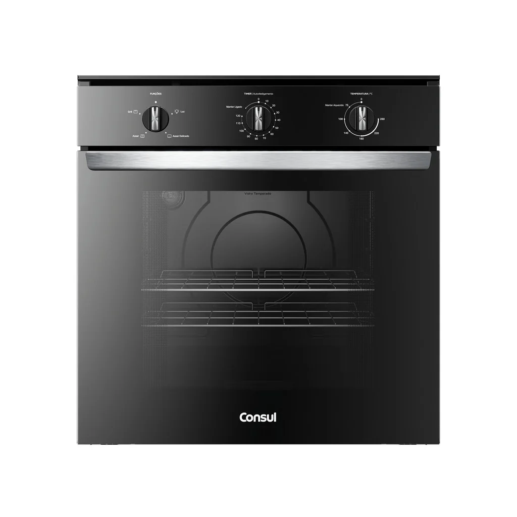 Forno de Embutir Elétrico Consul 84 Litros Preto com Timer Autodesligamento e Grill - COB84BE
